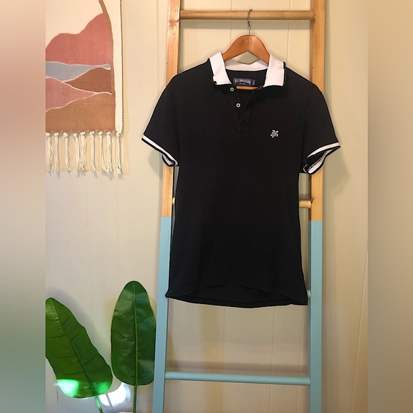 Vilebrequin Tops - Vilebrequin vintage black and white womens polo 100% cotton